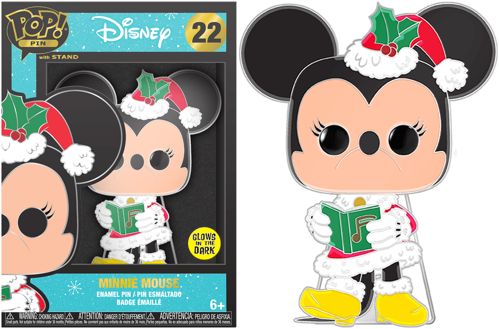 FUNWDPP0062 Disney - Minnie Mouse Holiday Glow Enamel Pop! Pin - Funko - Titan Pop Culture