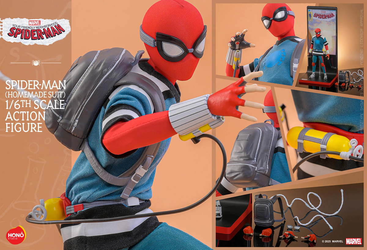 Tu amigable vecino Spider-Man - Figura de acción de Spider-Man con traje casero a escala 1:6