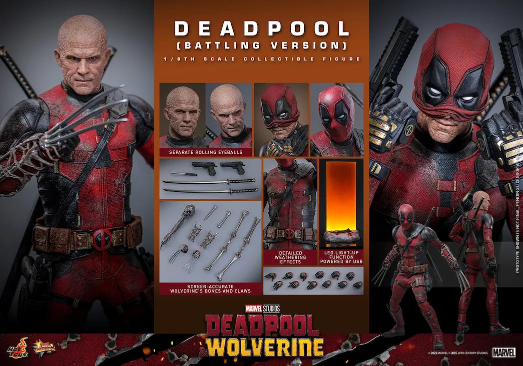 HOTMMS782 Deadpool & Wolverine - Deadpool (Battling Version) 1:6 Scale Collectible Action Figure - Hot Toys - Titan Pop Culture