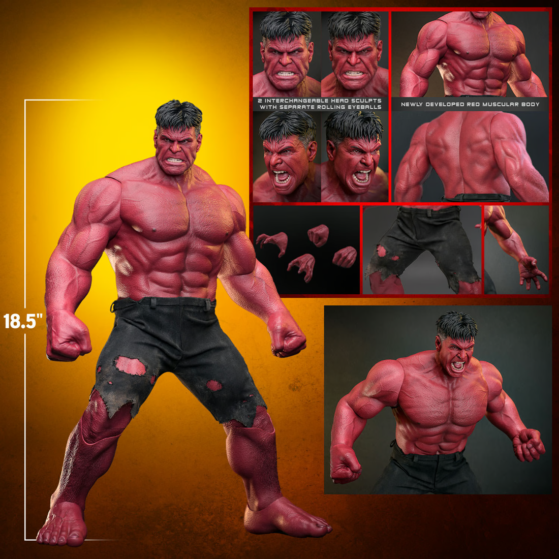 Capitán América: Un mundo feliz - Figura de acción coleccionable de Hulk Rojo a escala 1:6