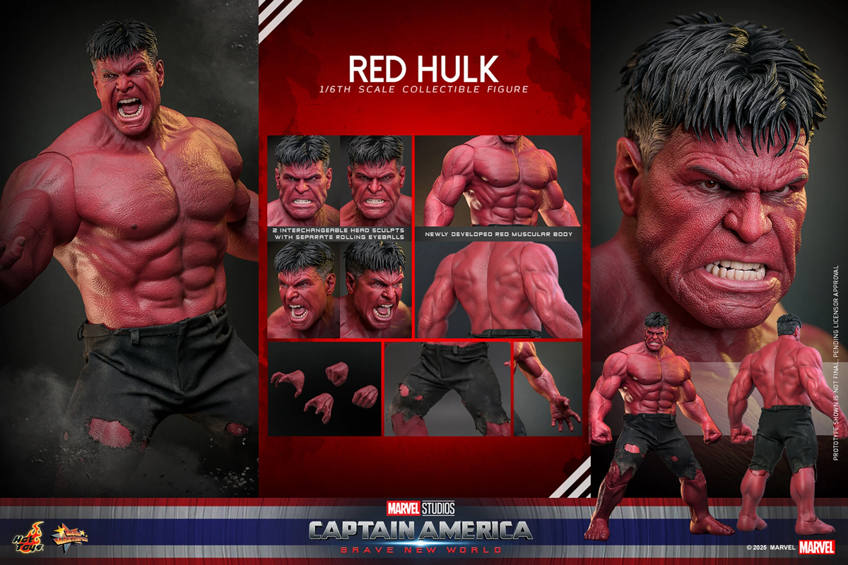 Capitán América: Un mundo feliz - Figura de acción coleccionable de Hulk Rojo a escala 1:6
