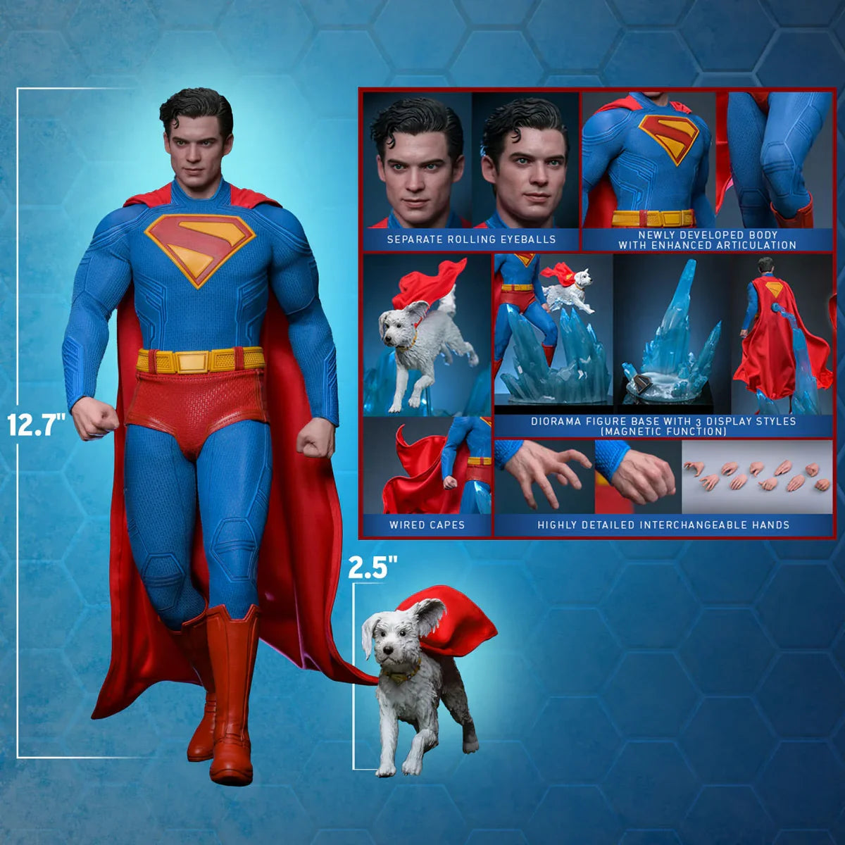 Superman (2025) - Figuras de acción coleccionables de Superman y Krypto a escala 1:6