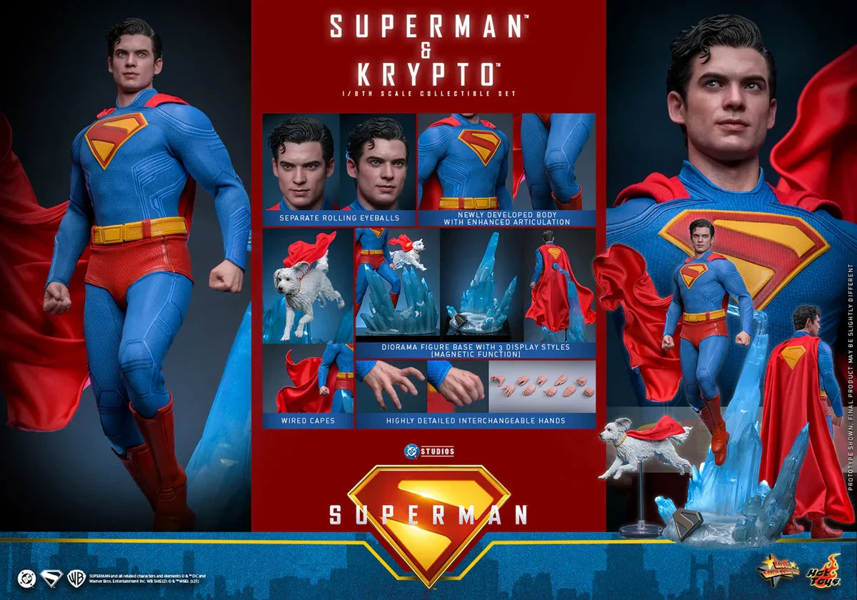 Superman (2025) - Figuras de acción coleccionables de Superman y Krypto a escala 1:6