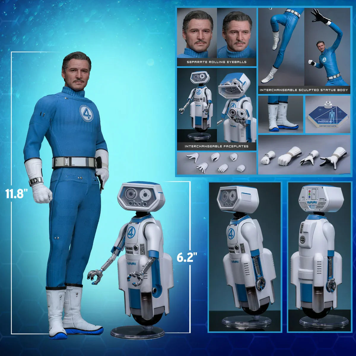 Los Cuatro Fantásticos: Primeros Pasos - Figuras coleccionables a escala 1:6 de Mr. Fantastic y Herbie