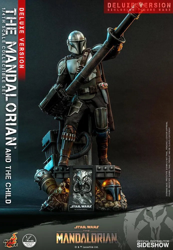 HOTQS017 Star Wars: The Mandalorian - Mandalorian & The Child Deluxe 1:4 Scale Action Figure Set - Hot Toys - Titan Pop Culture
