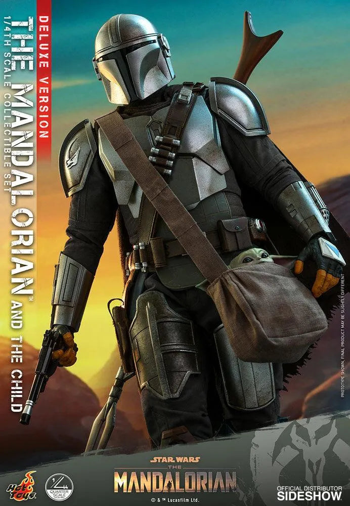 HOTQS017 Star Wars: The Mandalorian - Mandalorian & The Child Deluxe 1:4 Scale Action Figure Set - Hot Toys - Titan Pop Culture