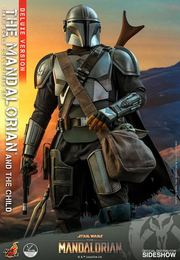 HOTQS017 Star Wars: The Mandalorian - Mandalorian & The Child Deluxe 1:4 Scale Action Figure Set - Hot Toys - Titan Pop Culture