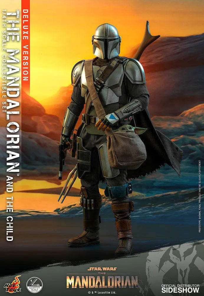 HOTQS017 Star Wars: The Mandalorian - Mandalorian & The Child Deluxe 1:4 Scale Action Figure Set - Hot Toys - Titan Pop Culture