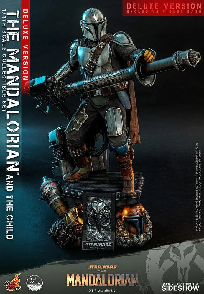 HOTQS017 Star Wars: The Mandalorian - Mandalorian & The Child Deluxe 1:4 Scale Action Figure Set - Hot Toys - Titan Pop Culture