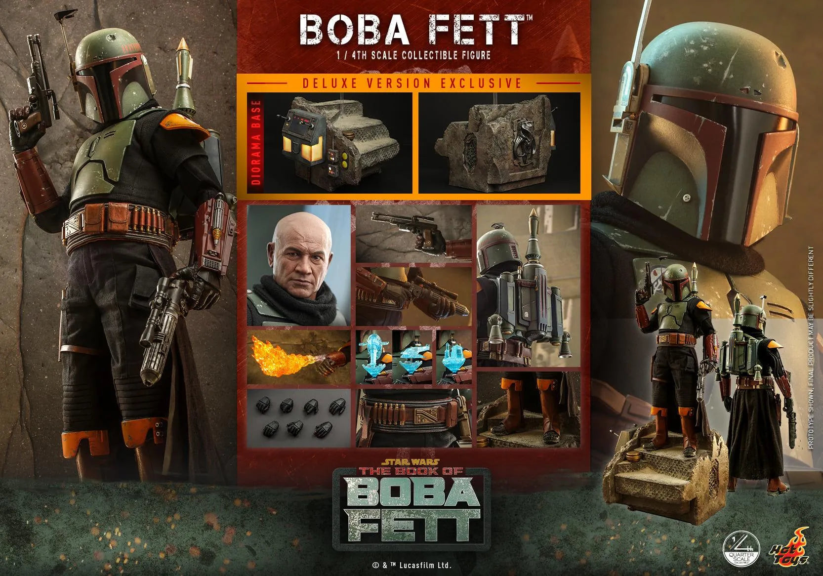 HOTQS023 Star Wars: Book of Boba Fett - Boba Fett Deluxe 1:4 Scale Collectable Action Figure - Hot Toys - Titan Pop Culture