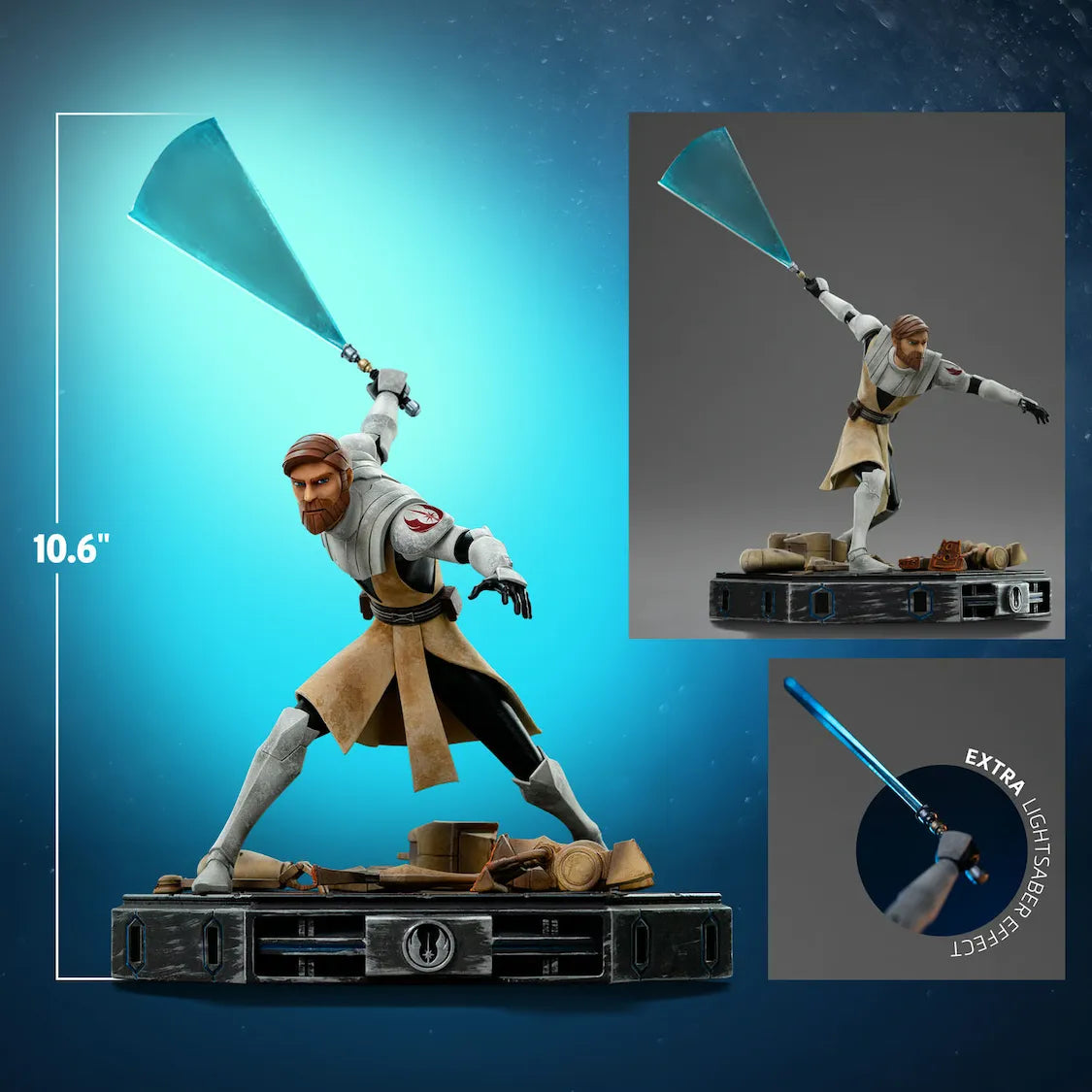 IRO57897 Star Wars: Clone Wars - Obi-Wan Kenobi 1:10 Scale Statue - Iron Studios - Titan Pop Culture