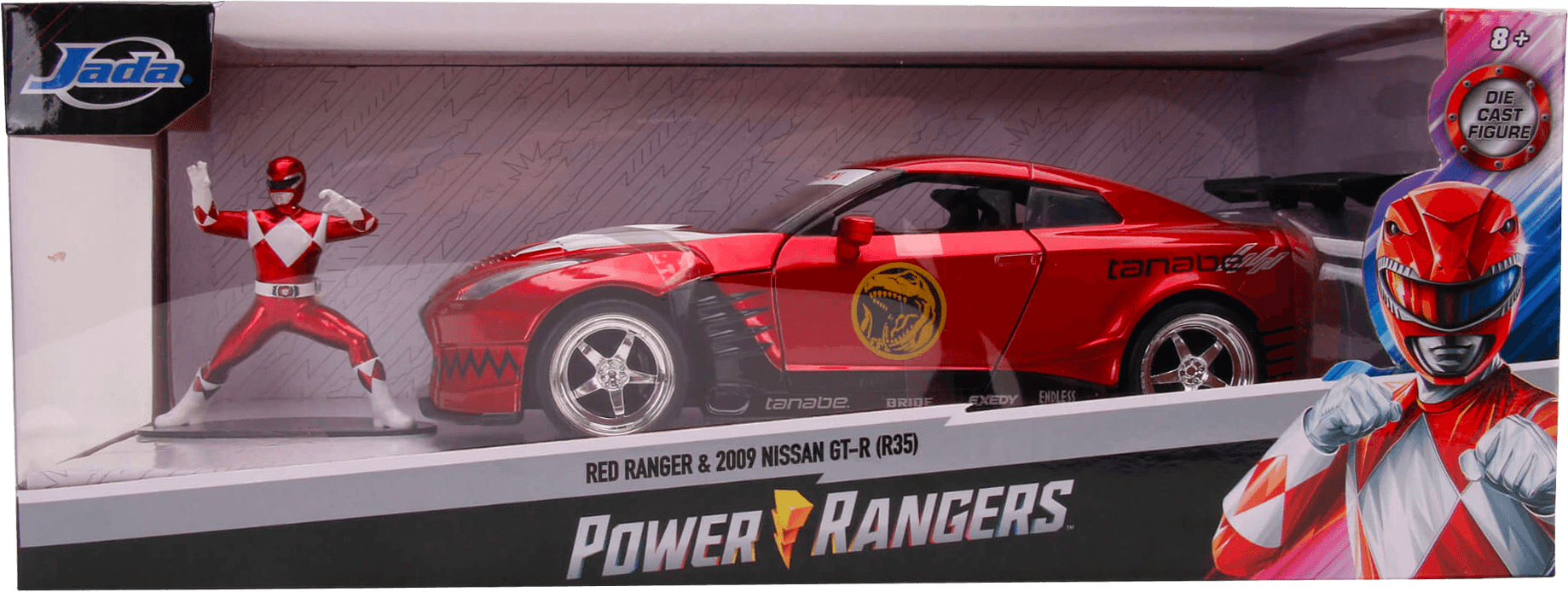 JAD31908 Power Rangers - '09 Nissan GT-R Red 1:24 Scale Hollywood Ride - Jada Toys - Titan Pop Culture