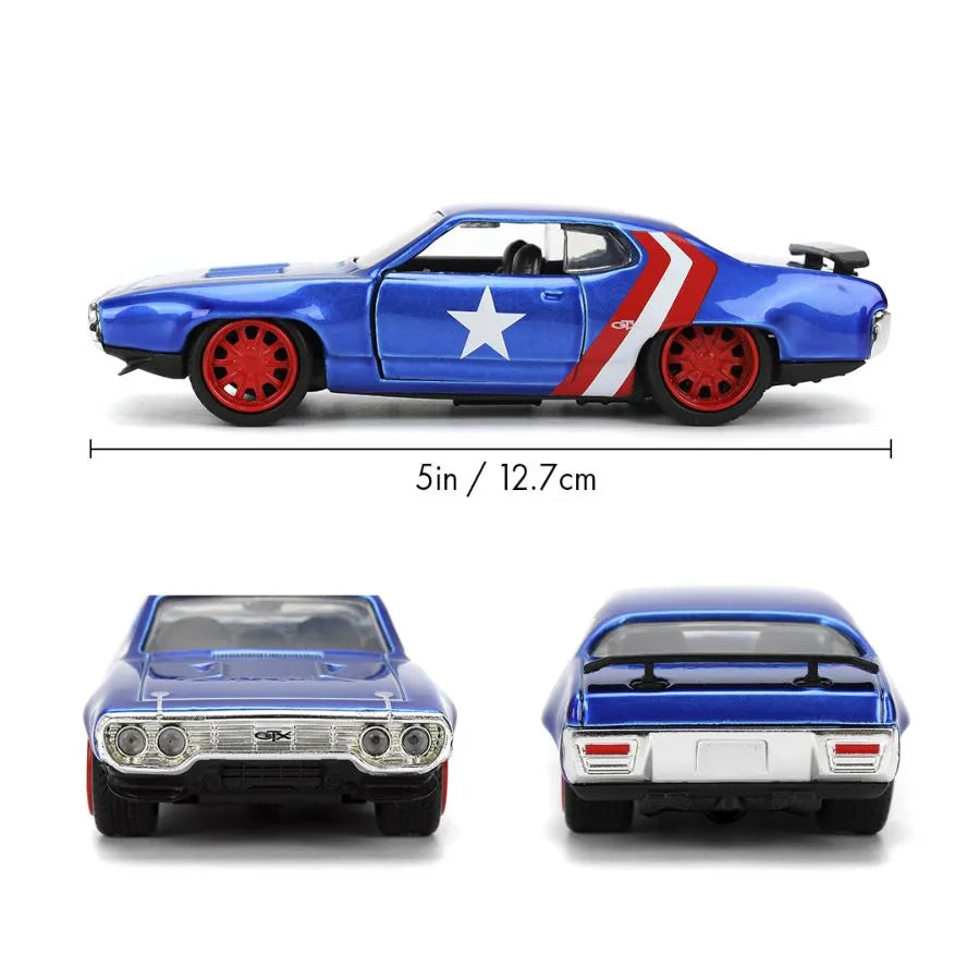 JAD32870 Marvel - 1972 Plymouth Captain America 1:32 Scale Diecast Vehicle - Jada Toys - Titan Pop Culture