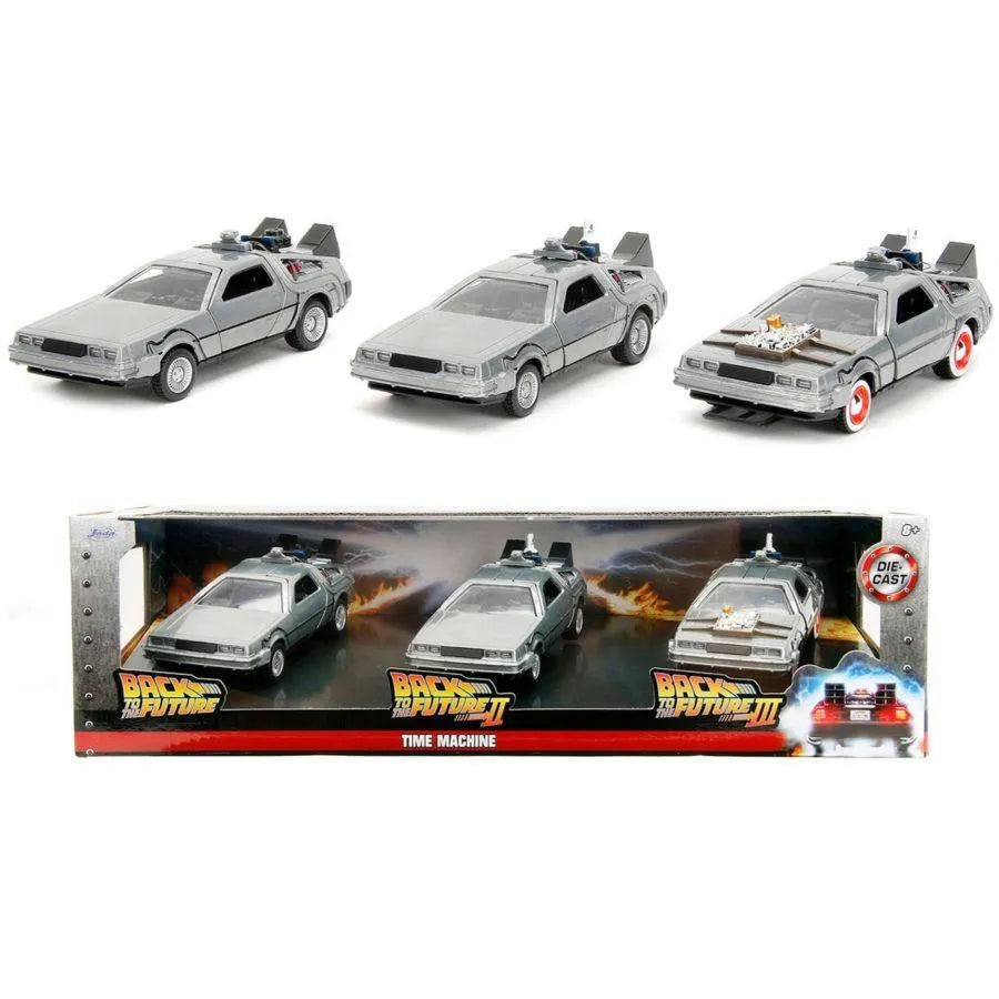 JAD33399 Back to the Future - DeLorean 1:32 Scale 3-Pack - Jada Toys - Titan Pop Culture