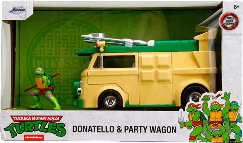 JAD34529 Teenage Mutant Ninja Turtles (TV'87) - HWR Party Wagon w/Donatello 1:24 Scale Vehicle - Jada Toys - Titan Pop Culture