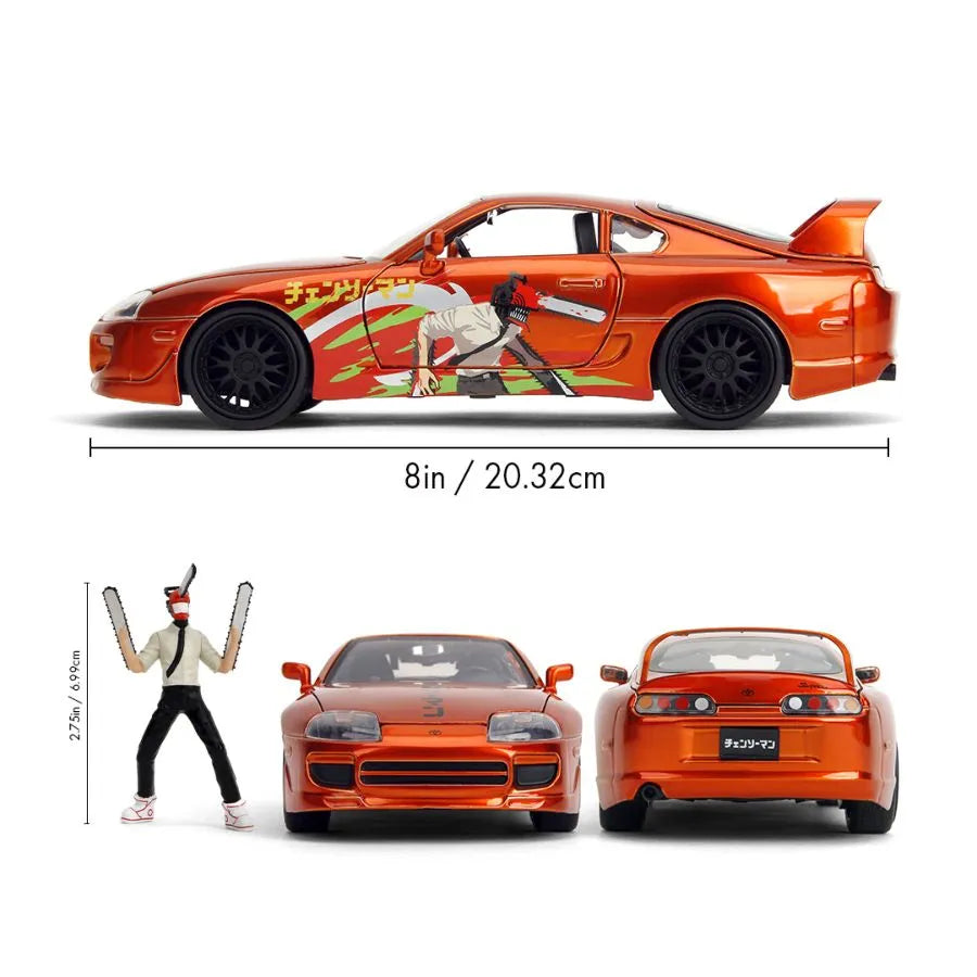 JAD35181 Chainsaw Man - 1:24 1995 Toyota Supra with Chainsaw Man - Jada Toys - Titan Pop Culture