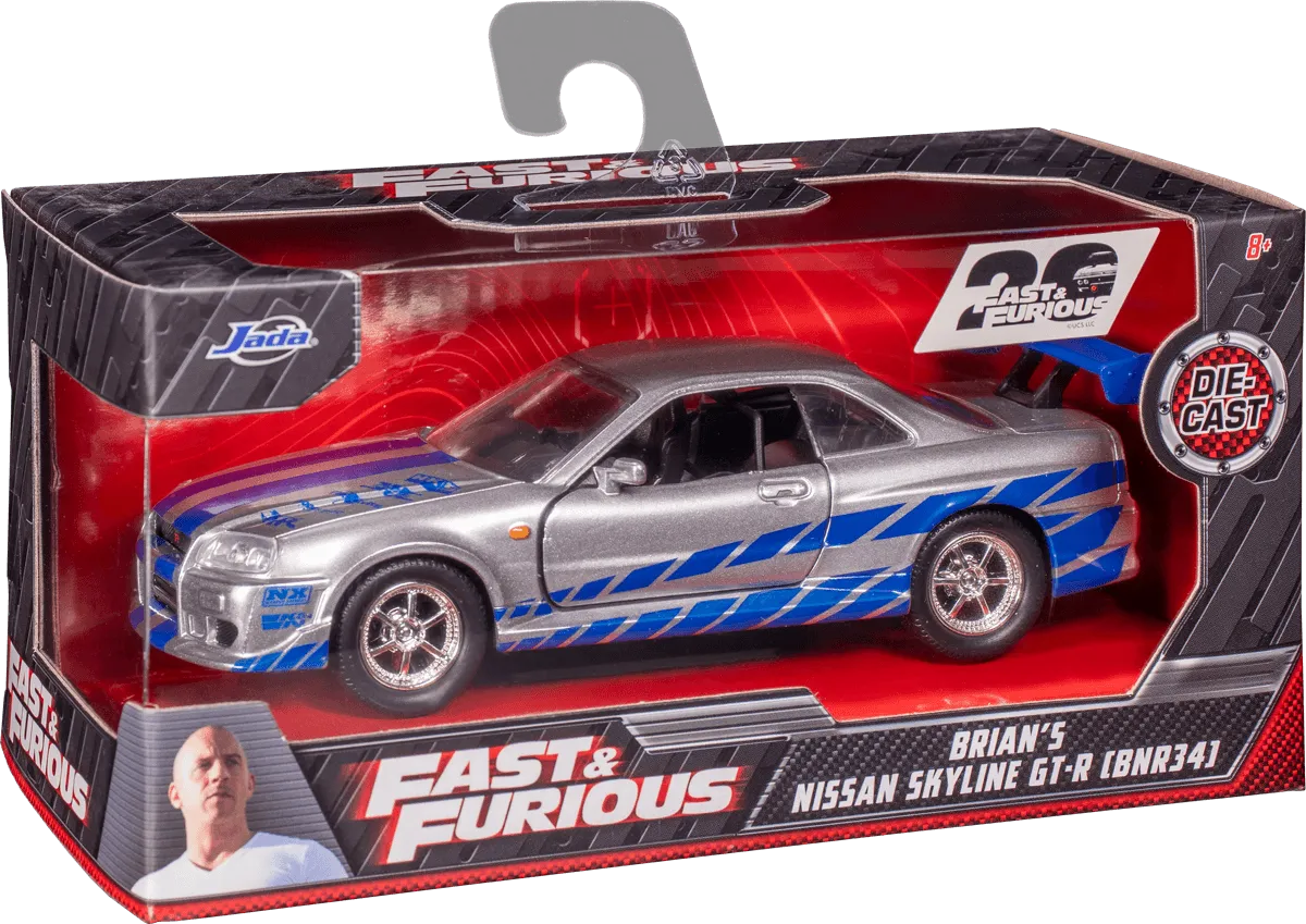JAD97184 Fast and Furious - 2002 Nissan Skyline GTR R34 Silver 1:32 Scale Hollywood Ride - Jada Toys - Titan Pop Culture