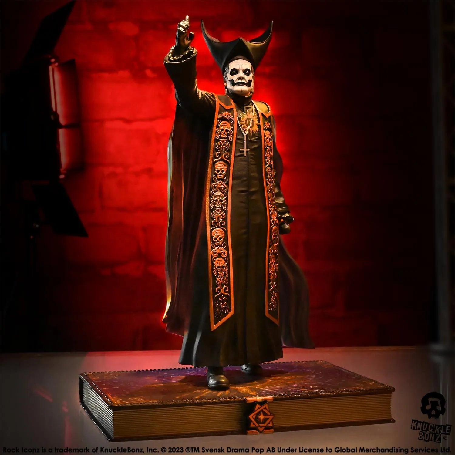 KNUGHOSTPAPABR400 Ghost - Papa Emeritus in Black Robes Rock Iconz Statue - KnuckleBonz - Titan Pop Culture