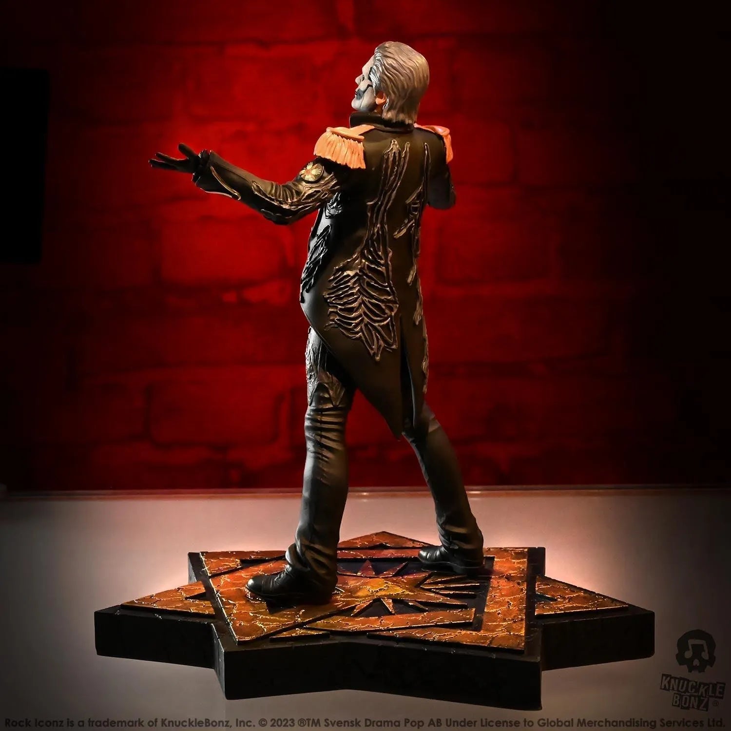 KNUGHOSTPAPAMJ400 Ghost - Papa Emeritus in Military Jacket Rock Iconz Statue - KnuckleBonz - Titan Pop Culture