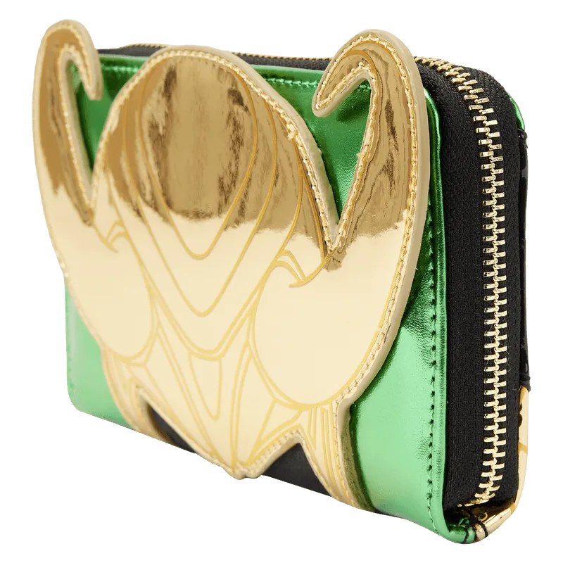 LOUMVWA0198 Marvel Comics - Loki Metallic Zip Around Wallet - Loungefly - Titan Pop Culture