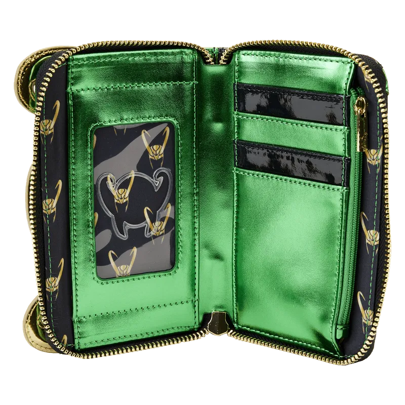 LOUMVWA0198 Marvel Comics - Loki Metallic Zip Around Wallet - Loungefly - Titan Pop Culture