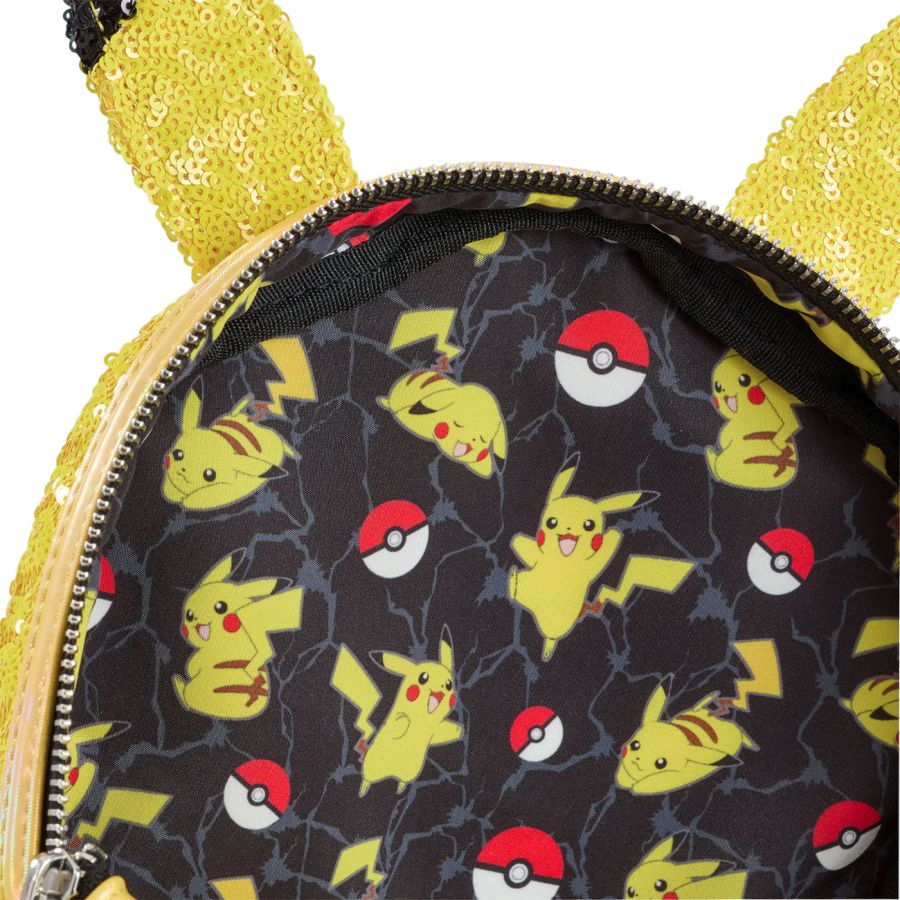 Pokémon - Mini mochila de lentejuelas para cosplay de Pikachu