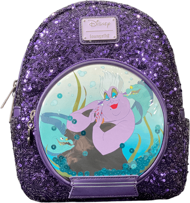 LOUWDBK2685 Disney Villains - Ursula Snow Globe 10" Mini Backpack [RS] - Loungefly - Titan Pop Culture