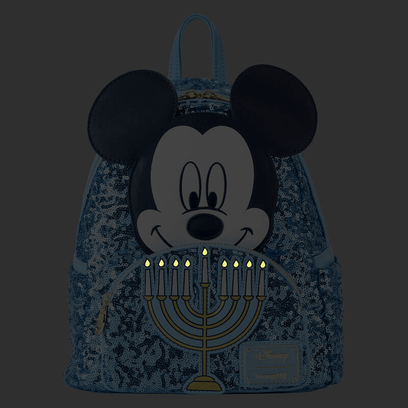 LOUWDBK3389 Disney - Mickey Mouse Hanukkah Sequin Glow Mini Backpack - Loungefly - Titan Pop Culture