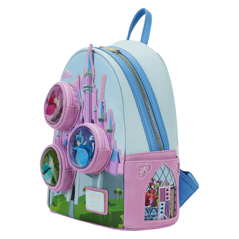 LOUWDBK3404 Sleeping Beauty - Castle Three Good Fairies Stained Glass Mini Backpack - Loungefly - Titan Pop Culture