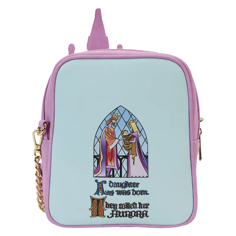 LOUWDTB2892 Sleeping Beauty -Castle Three Good Fairies Stained Glass Crossbody Bag - Loungefly - Titan Pop Culture
