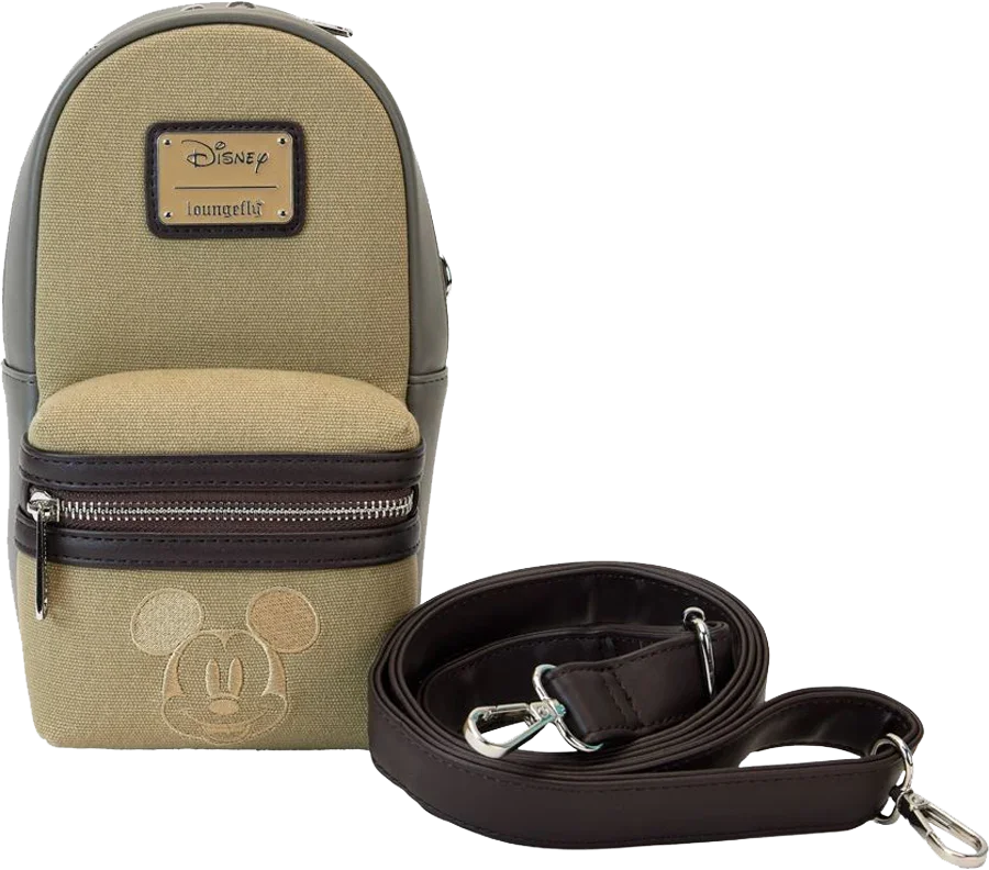 Mickey y sus amigos - Bolso bandolera tipo bandolera de lona y piel sintética para botellas de agua