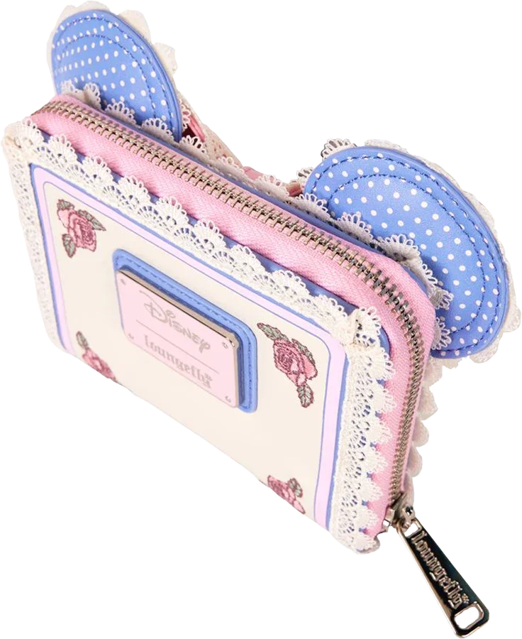 Disney - Cartera con cremallera y orejas de encaje y flores de Minnie