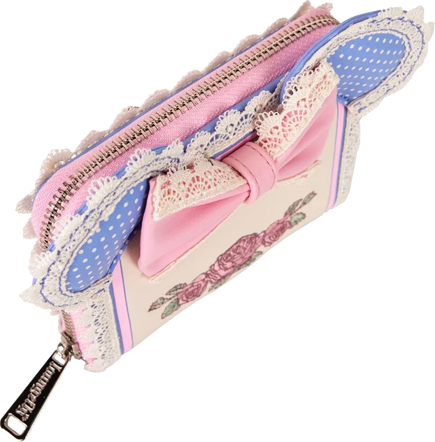 Disney - Cartera con cremallera y orejas de encaje y flores de Minnie