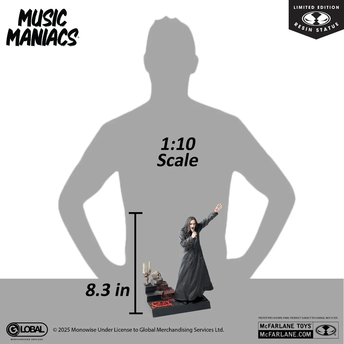 Estatua de resina de Ozzy Osbourne (Music Maniacs) a escala 1:10