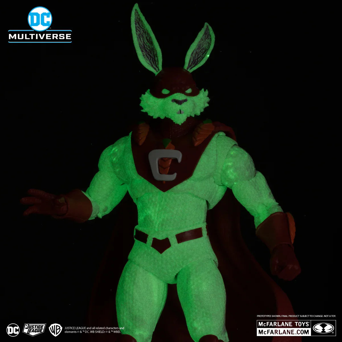 Figura de 7" de la etiqueta dorada del Capitán Carrot (brilla en la oscuridad) de DC Multiverse