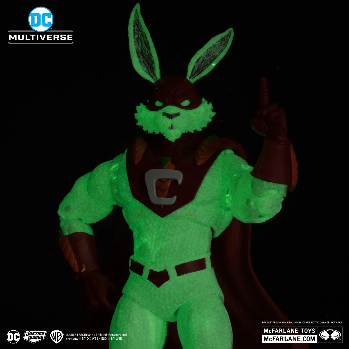 Figura de 7" de la etiqueta dorada del Capitán Carrot (brilla en la oscuridad) de DC Multiverse