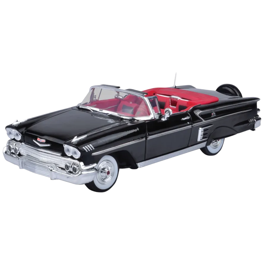 MOT73112-BLACK Timeless Legends - 1958 Chevrolet Impala [Black] 1:18 Scale Diecast Vehicle - Motormax - Titan Pop Culture