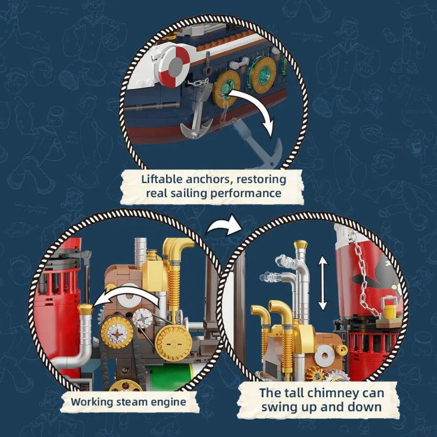 PSY86402 Popeye - Popeye's Adventure Ship Buildable Set (1845pcs) - Pantasy - Titan Pop Culture