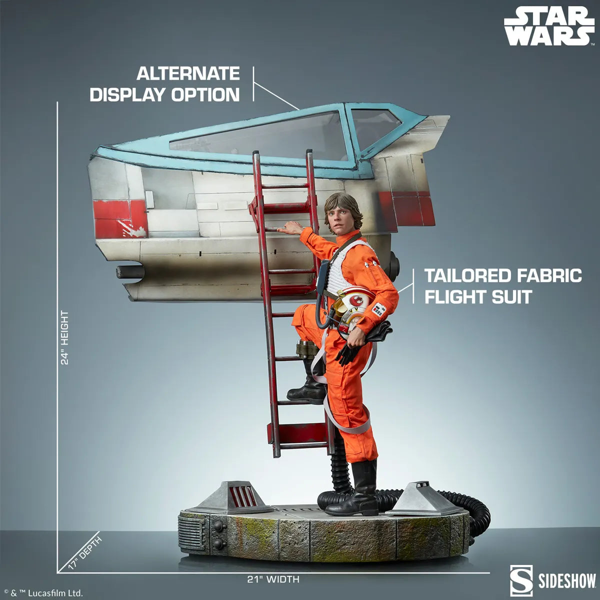SID3008952 Star Wars - Luke & X-Wing: Red Five Standing By Premium Format Statue - Sideshow Collectibles - Titan Pop Culture