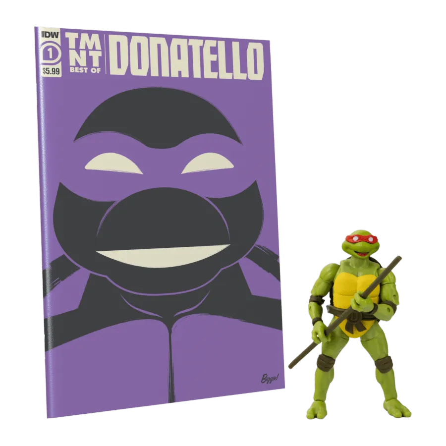 TLSBATMNTDONCOM02 Teenage Mutant Ninja Turtles (comics) - Donatello BST AXN Action Figure & Comic Book - The Loyal Subjects - Titan Pop Culture