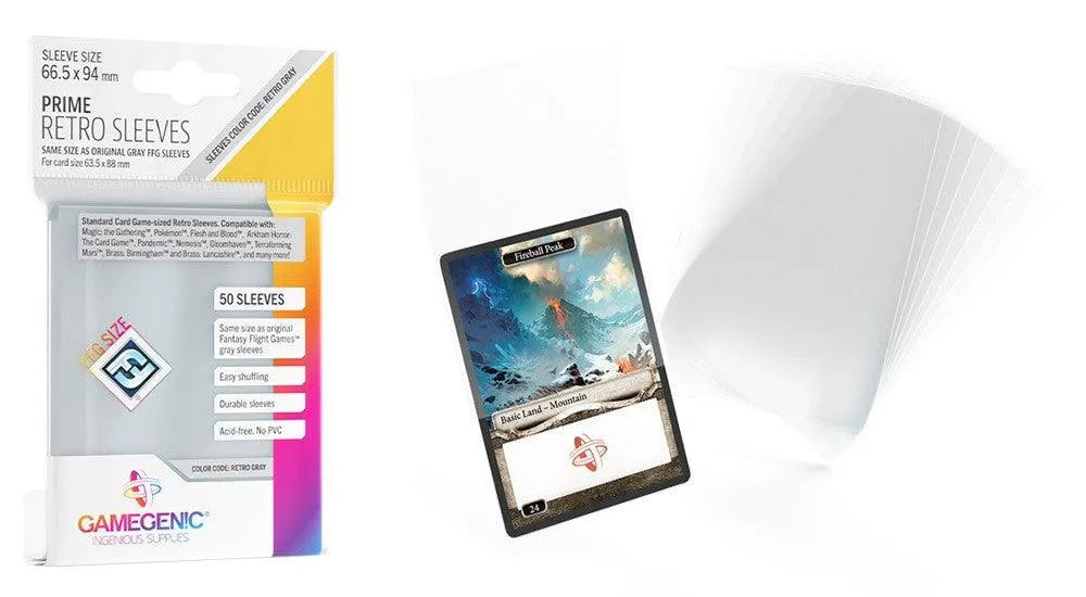 VR-105009 Gamegenic Prime Retro Sleeves - Size Code RETRO GREY - (66.5mm x 94mm) (50 Sleeves Per Pack) - Gamegenic - Titan Pop Culture