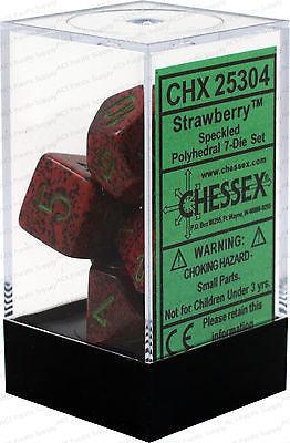 VR-27048 D7-Die Set Dice Speckled Polyhedral Strawberry (7 Dice in Display) - Chessex - Titan Pop Culture