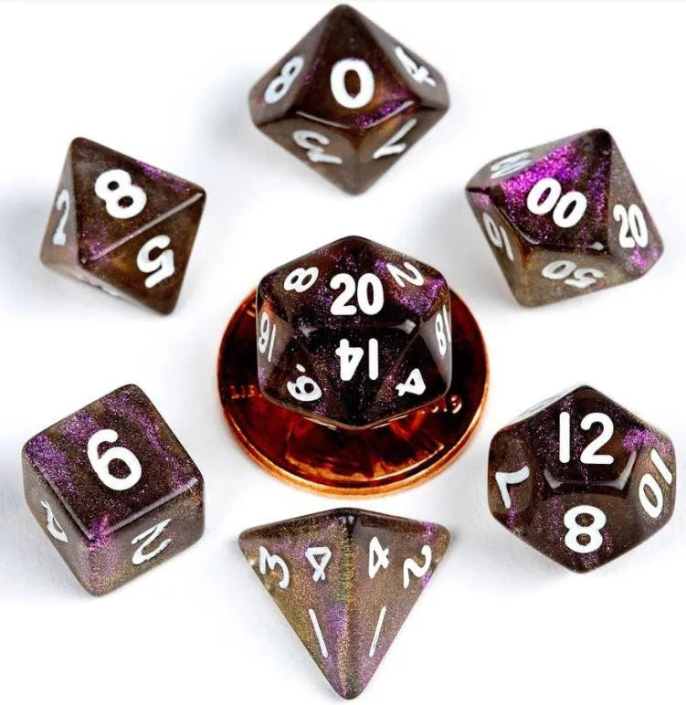 VR-85830 MDG Acrylic 10mm Polyhedral Dice Set - Stardust Super Volcano - FanRoll by Metallic Dice Games - Titan Pop Culture