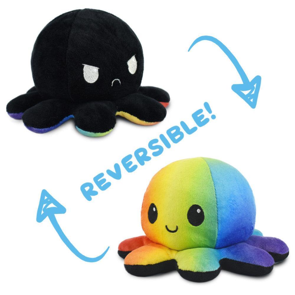 VR-93597 Reversible Plushie - Octopus Black/Rainbow - Tee Turtle - Titan Pop Culture