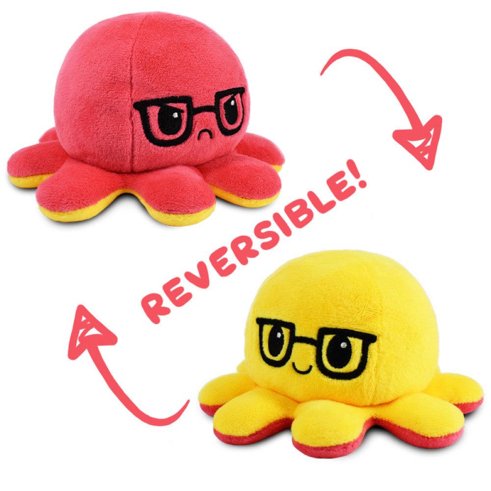 VR-93602 Reversible Plushie - Octopus Red/Yellow with Glasses - Tee Turtle - Titan Pop Culture