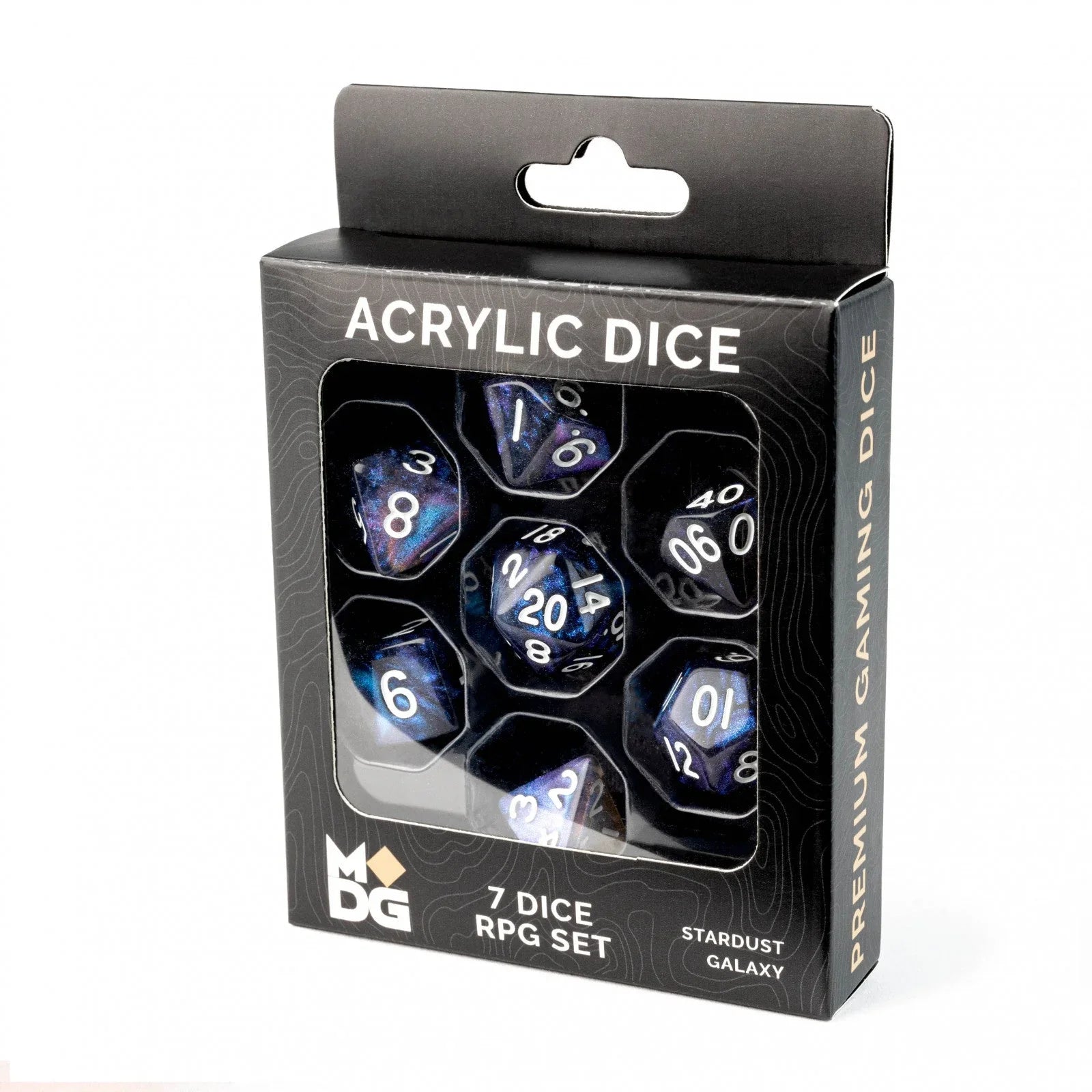 VR-99695 MDG Stardust Galaxy 16mm Acrylic Dice Set - FanRoll by Metallic Dice Games - Titan Pop Culture