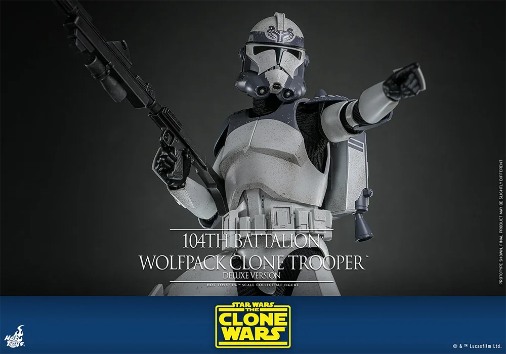 Figura de acción coleccionable de lujo a escala 1:6 de Star Wars: Soldado clon Wolfpack del 104.º Batallón