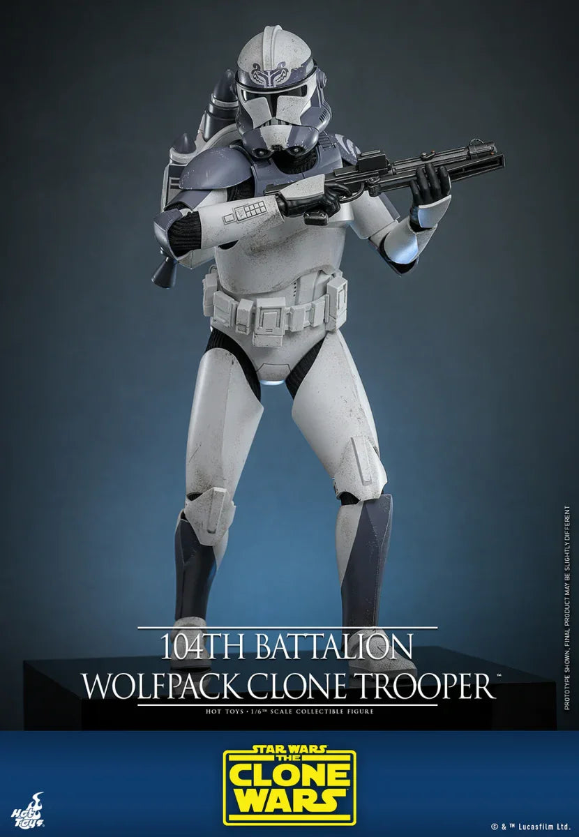 Figura de acción coleccionable a escala 1:6 de soldado clon de la manada de lobos del 104.º Batallón de Star Wars