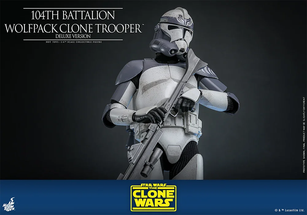 Figura de acción coleccionable de lujo a escala 1:6 de Star Wars: Soldado clon Wolfpack del 104.º Batallón