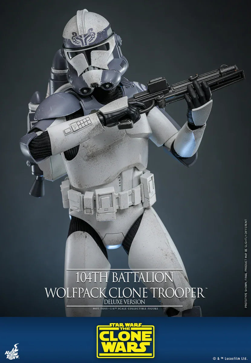 Figura de acción coleccionable de lujo a escala 1:6 de Star Wars: Soldado clon Wolfpack del 104.º Batallón